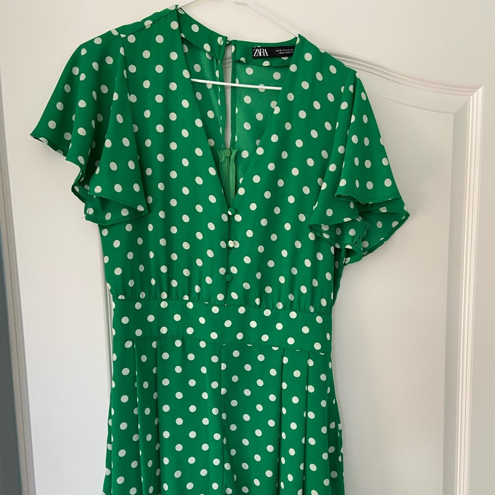 Zara green polka dot romper